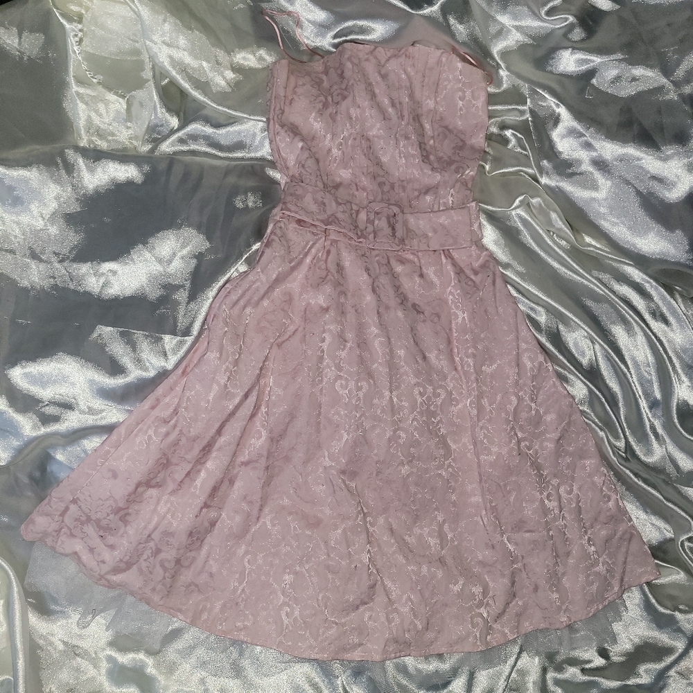 Vintage Retro Pink 90s 1990s Barbie Fairy Coquette Midi Semi Formal Dress